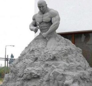 chiseling man